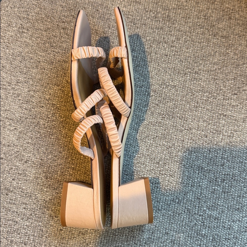 Reformation Assunta Scrunchy Strappy Block Heel Mule in Serenade Soft Pink 5.5 - Picture 11 of 12